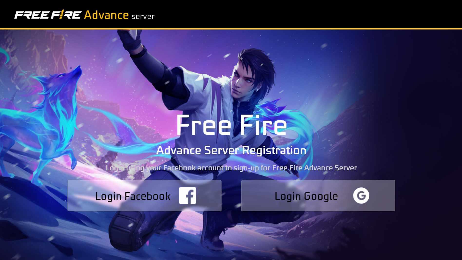 Free Fire Advance Server Interface