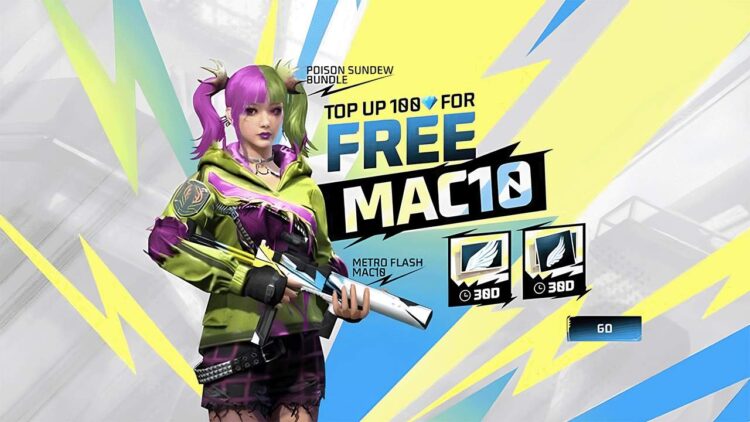 Free MAC10 Skin in April Month's Top Up Event of Free Fire - Get Poison Sundew Bundle